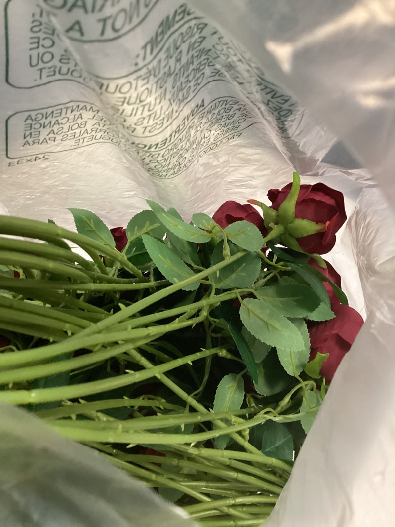 Condition photo showing Good Condition for jexine 100 pieces artificial roses flowers bulk, long stem realistic fake silk roses bouquet for table centerpiece vases wedding party kitchen decor(wine red)
