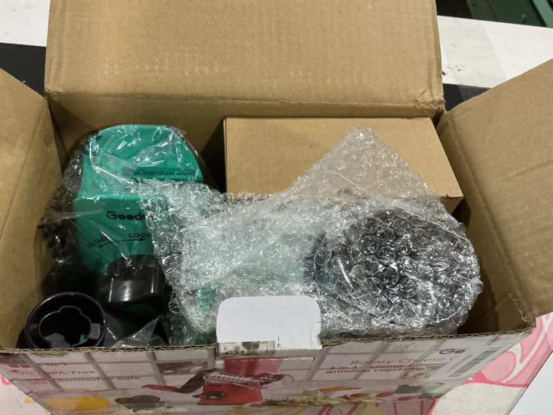 Condition photo showing Good Condition for Geedel Rotary Cheese Grater with 3 Interchangeable Blades, Kitchen Mandoline Vegetable Slicer for Fruit, Nuts , Easy to Clean 3 Blades Dark Green