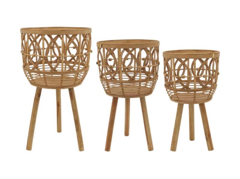 Sagebrook Home Set Of 3 Bamboo Planters 11/13/15  Natural  Round  Bamboo Wood  Contemporary  30 H  Weave