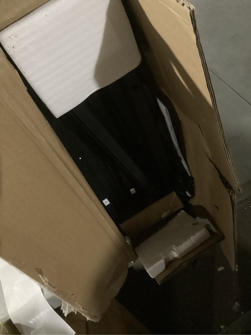 Condition photo showing As Is for SUPERJARE Bakers Rack with Power Outlet, 35.4 Inches Coffee Bar with Wire Basket, Kitchen Microwave Stand with 6 S-Shaped Hooks, Open Storage Shelves, Black Black 35.4 inch