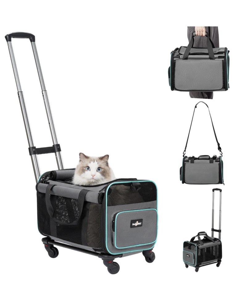 rolling pet carrier airline approved rolling cat dog carrier paw ballet