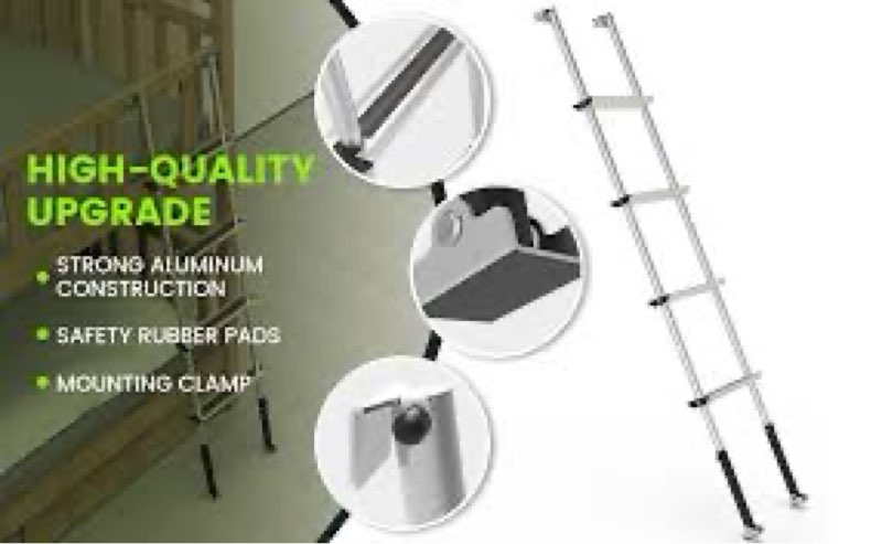 Pre-Assembled RV Bunk Ladder,3 Height Options (59.5"/60.5"/61.5"), Heavy Duty Bunk Bed Ladder with 4