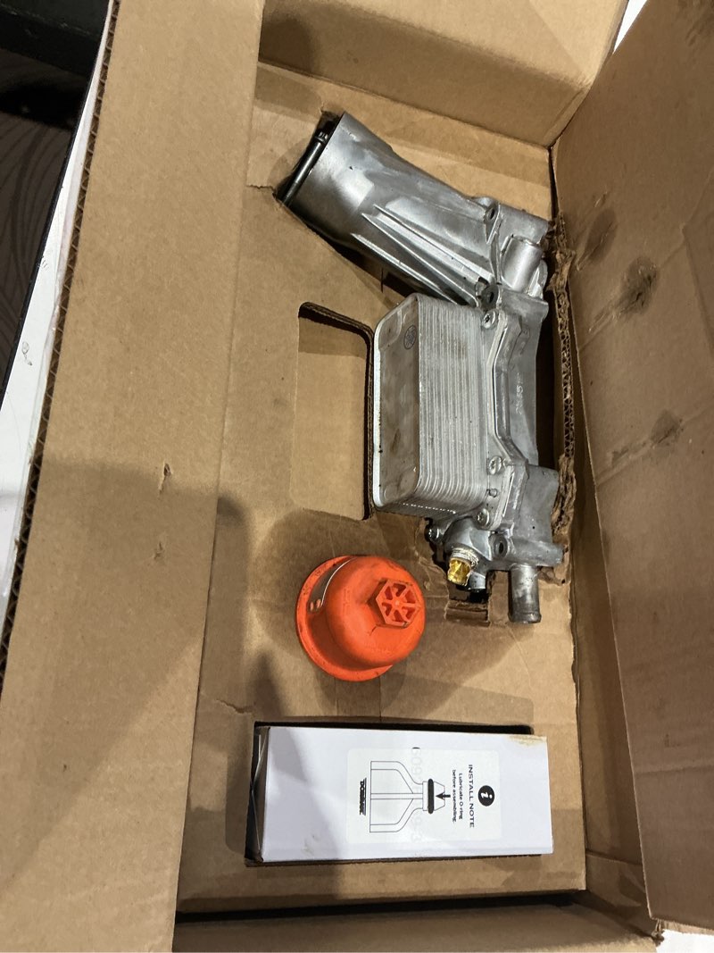 Condition photo showing As Is for dorman 926-959 patented upgraded aluminum engine oil filter housing with oil cooler and filter compatible with select models (oe fix)