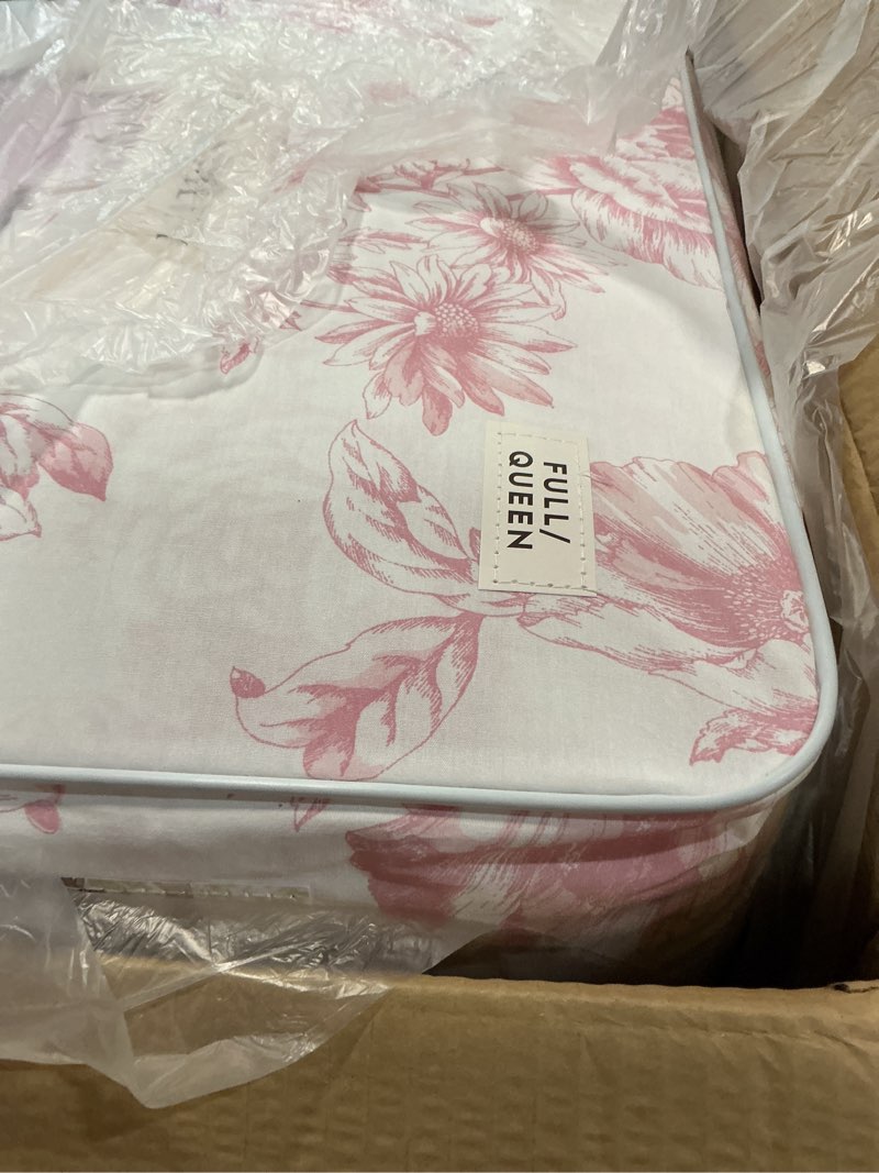 Condition photo showing Good Condition for laura ashley - queen comforter set, reversible cotton bedding with matching shams, medium weight for year round use, oeko-tex certified, coquette room decor (delphine mauve pink) queen delphine mauve pink