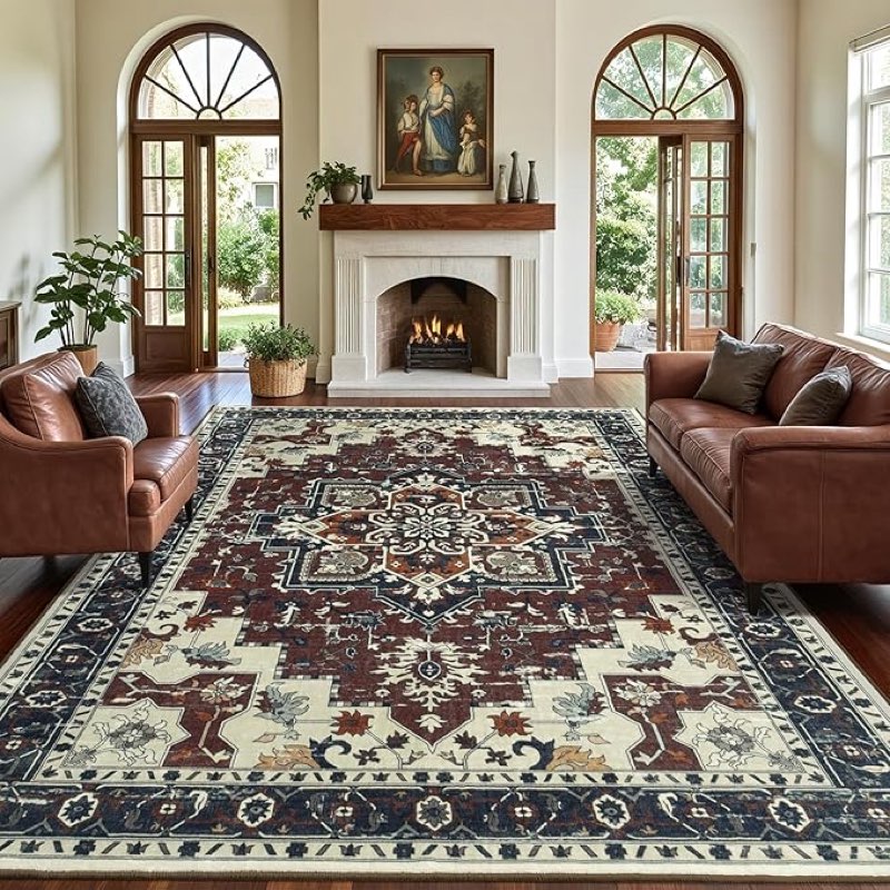 Carpelux 8x10 Area Rugs for Living Room, Large Vintage Carpet for Bedroom Washable Non Slip, Farmhou