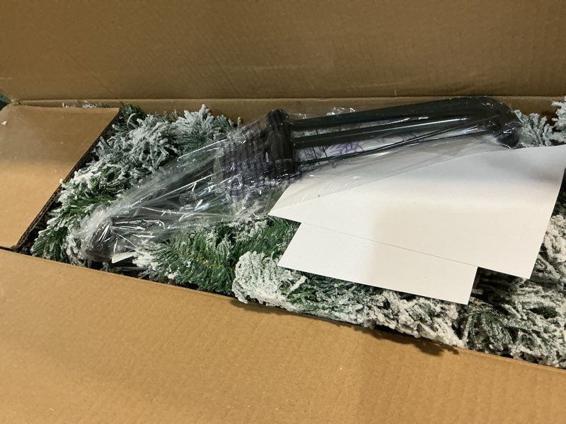 Condition photo showing Good Condition for Outroad 6ft Snow Flocked Christmas Tree Premium Hinged Artificial Pine Tree,Xmas Tree Metal Stand and 800 Lush Branch Tips Holiday Decorate, Easy to Assemble, White