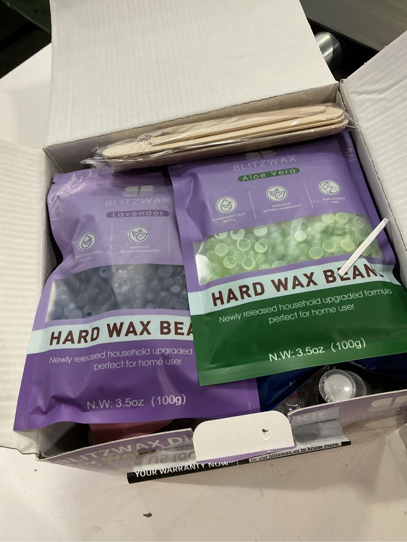 Condition photo showing New/Like New for BLITZWAX Brazilian and Bikini Waxing Kit for Women, Hard Wax Warmer for Face, Legs and Body, At Home Hair Removal Kit, Beginner Friendly, Quick Heating, Pink and Blue Gradient Color Pink-Blue