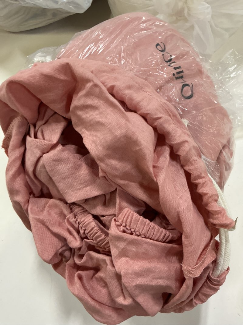 Condition photo showing As Is for quince european linen duvet cover, twin, rose
