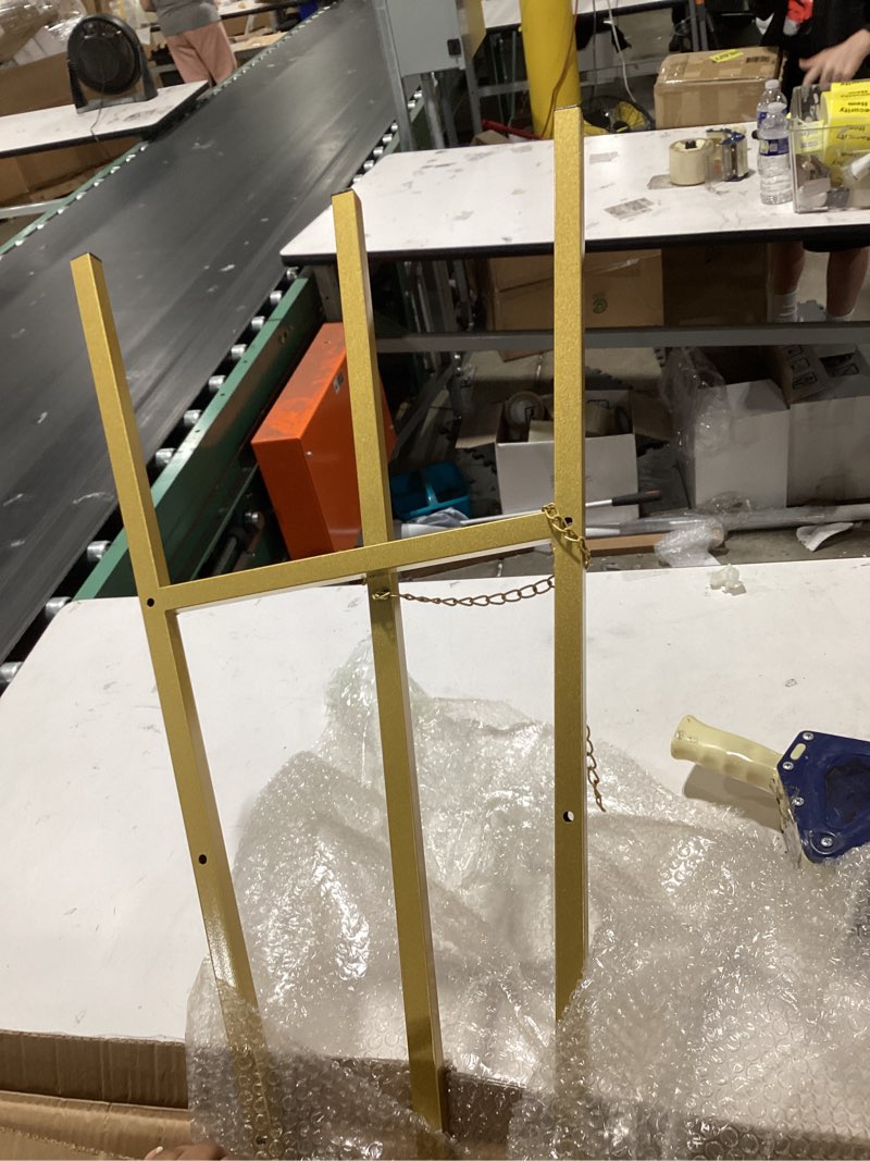 Condition photo showing Good Condition for gold easel stand for wedding signs,no assembly needed-46.7' heavy duty adjustable wedding easel with tool-free knobs&adjustable chains, fits welcome signs, posters, paintings, events & art displays