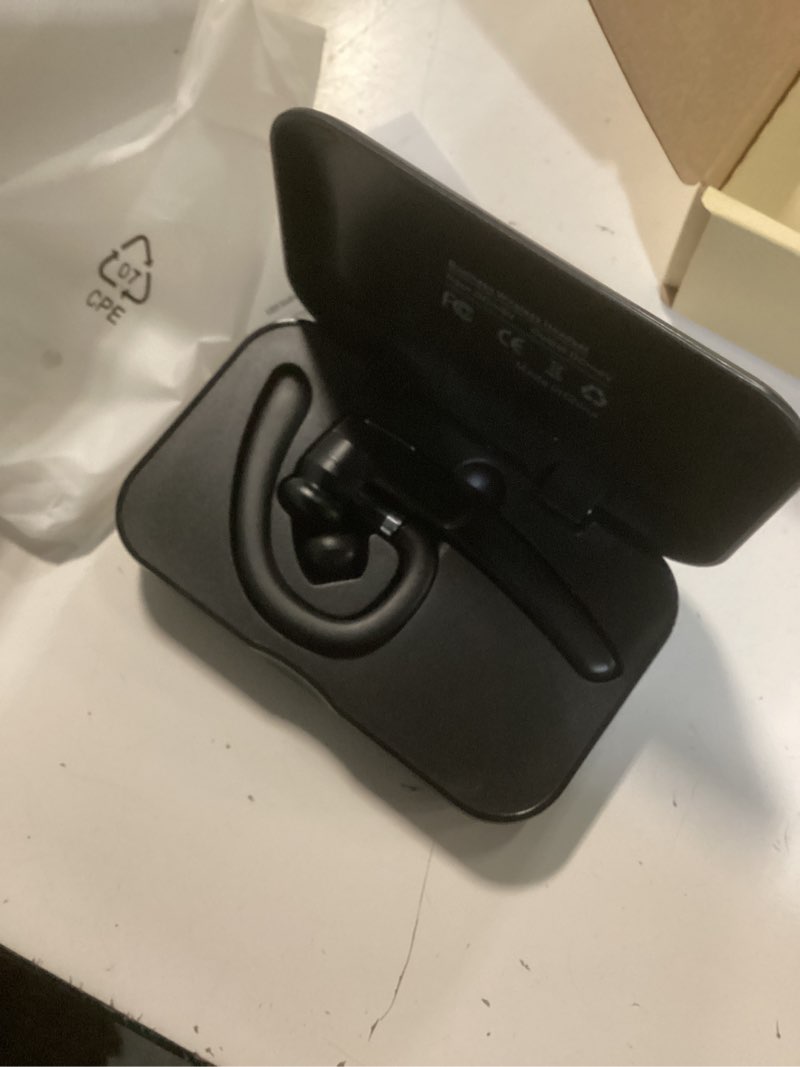 Condition photo showing Good Condition for bluetooth headset, wireless bluetooth earpiece v5.0 hands-free earphones with built-in mic for driving/business/office, compatible with iphone and android (black)