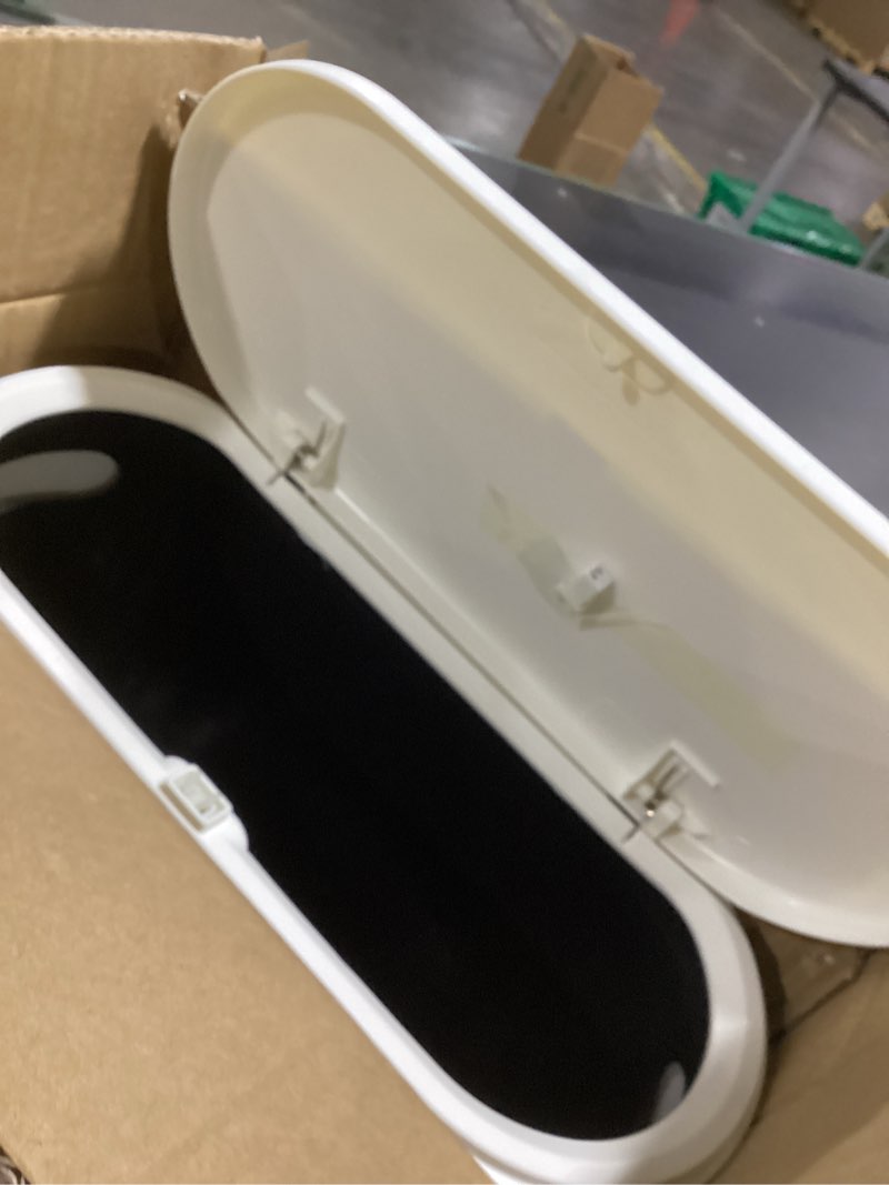 Condition photo showing Good Condition for Sooyee 10 Liter Rectangular Plastic Trash Can Wastebasket with Press Type Lid,2.4 Gallon Garbage Container Bin for Bathroom,Powder Room,Bedroom,Kitchen,Craft Room,Office (Cream White) 10L Cream White