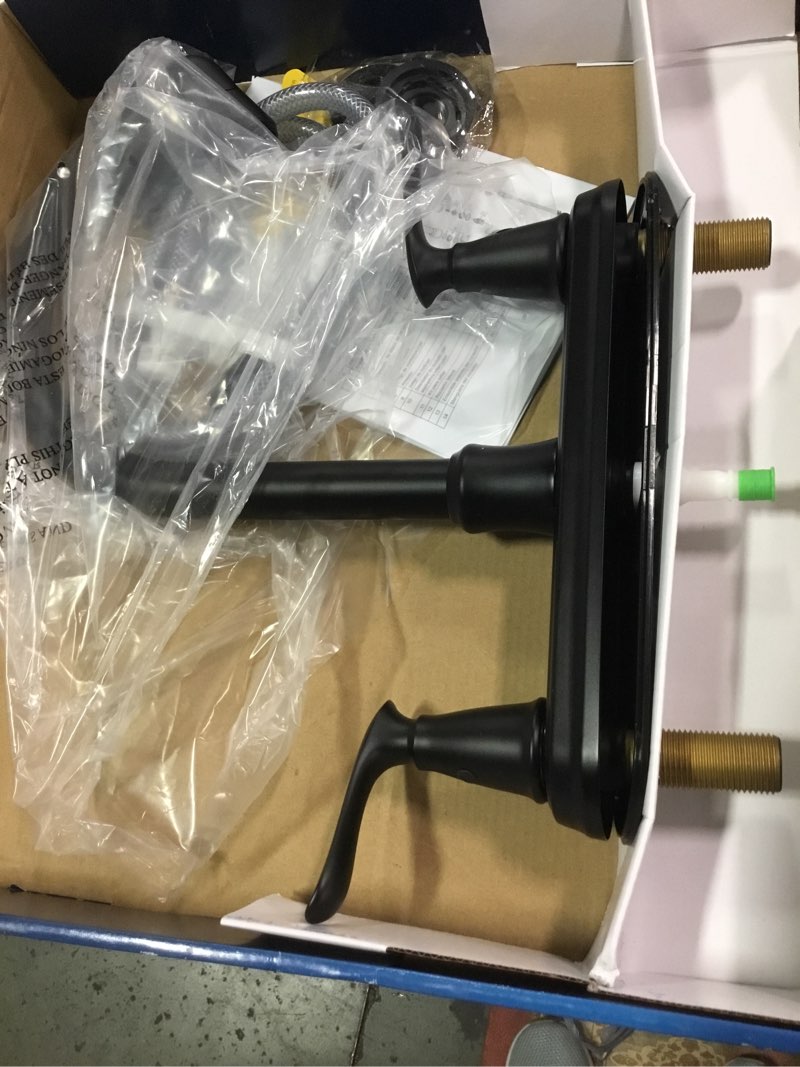 Condition photo showing Good Condition for Project Source Laural Matte Black Double Handle Deck-mount Kitchen Faucet (Includes Side Sprayer)