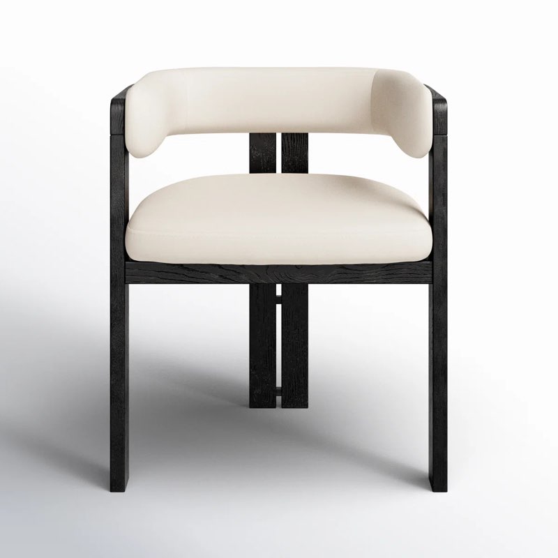 Drossett Armchair In Black With Beige Fabric Seat - Set Of 1
