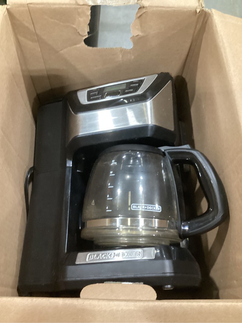 Condition photo showing Good Condition for black and decker black+decker 12-cup mill and brew coffeemaker, black, cm5000b 12-cup coffee system