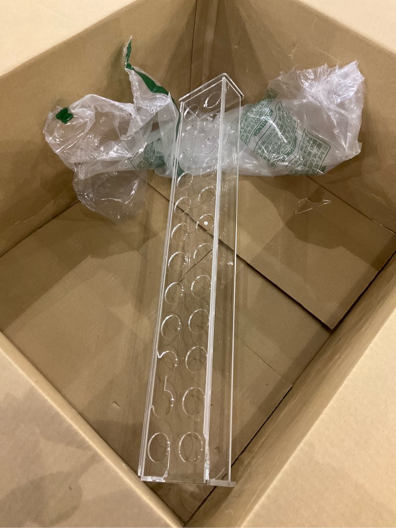 Condition photo showing As Is for E&F Modern Designs Rectangular Floral Centerpiece for Dining Table - 24 Inches Long Rectangle Vase - Acrylic Clear Vase - Low Laying Unique Flower Vases for Weddings 24 Holes - Clear