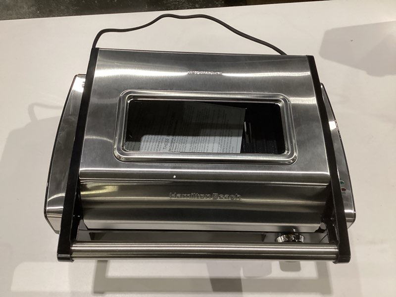 Condition photo showing Good Condition for Hamilton Beach Electric Indoor Searing Grill with Viewing Window & Adjustable Temperature Control to 450F, 118 sq. in. Surface Serves 6, PFAS-Free Removable Nonstick Grate, Stainless Steel Stainless Steel Viewing Window,NOT TESTED