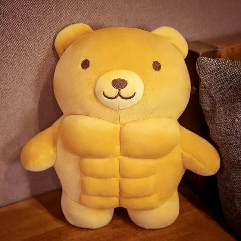 muscle teddy bear plush toy,kawaii muscle bear stuffed animal soft stuffed plush for kids boys girls