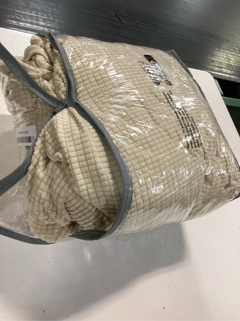 Condition photo showing Good Condition for u-nice home 4 pieces stretch couch cover sofa cover washable sofa slipcover with individual seat cushion for 3 cushion couch sofa pet friendly(sofa, beige)
