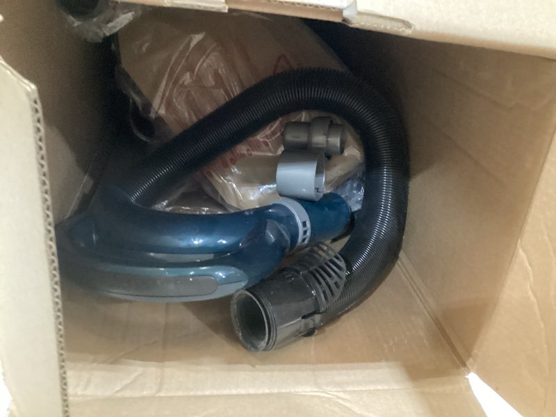 Condition photo showing As Is for shark upright vacuum, navigator lift-away with self-cleaning brushroll, hepa filter, swivel steering, upholstery tool & pet crevice tool, perfect for pets & multi-surface, teal, zu503amz navigator powered lift-away (teal)