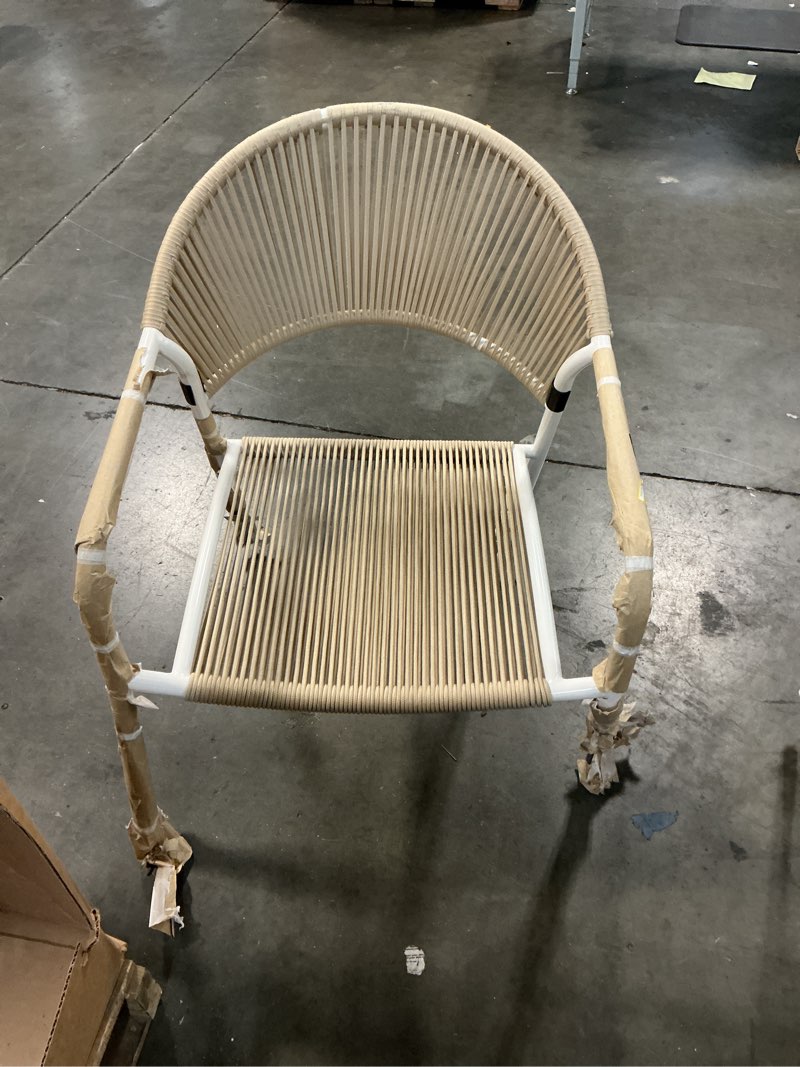 Condition photo showing As Is for mackworth outdoor stacking patio club chair white - threshold ?