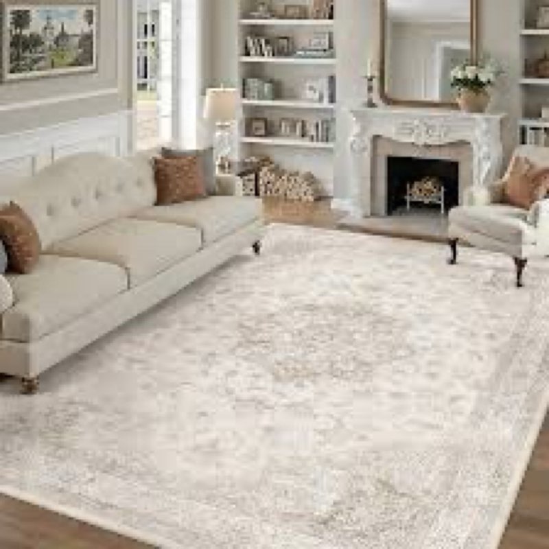 Indoor area rug vintage beige 