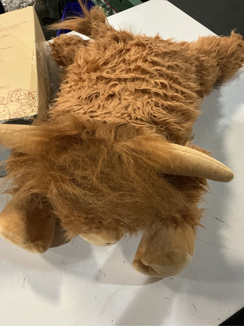 Condition photo showing Good Condition for 22" & 4.5 lbs large laying highland cow plush, weighted stuffed animals for adults and kids, 2-in-1 cow plushies with removable ceramsite bag, comforting weighted plush for christmas & valentine’s day
