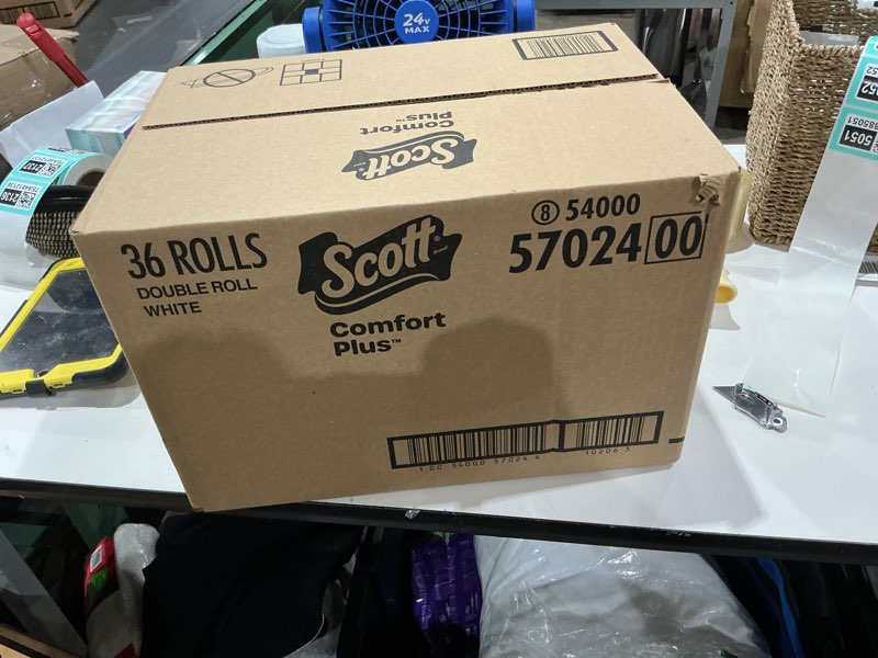 Condition photo showing New/Like New for scott comfortplus toilet paper, 36 double rolls, 231 sheets per roll, septic-safe, 1-ply toilet tissue double 231 sheets (pack of 36)