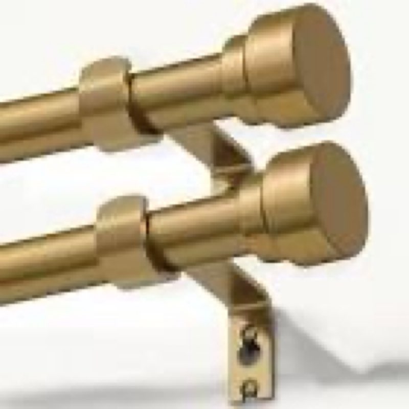 lootkell 2 pack warm gold curtain rods for windows 66 to 120 adjustable length heavy duty 1\" diameter brass window rod with solid metal finials for outdoor farmhouse bedroom kitchen living room warm gold 16\"-120\"|2 pack