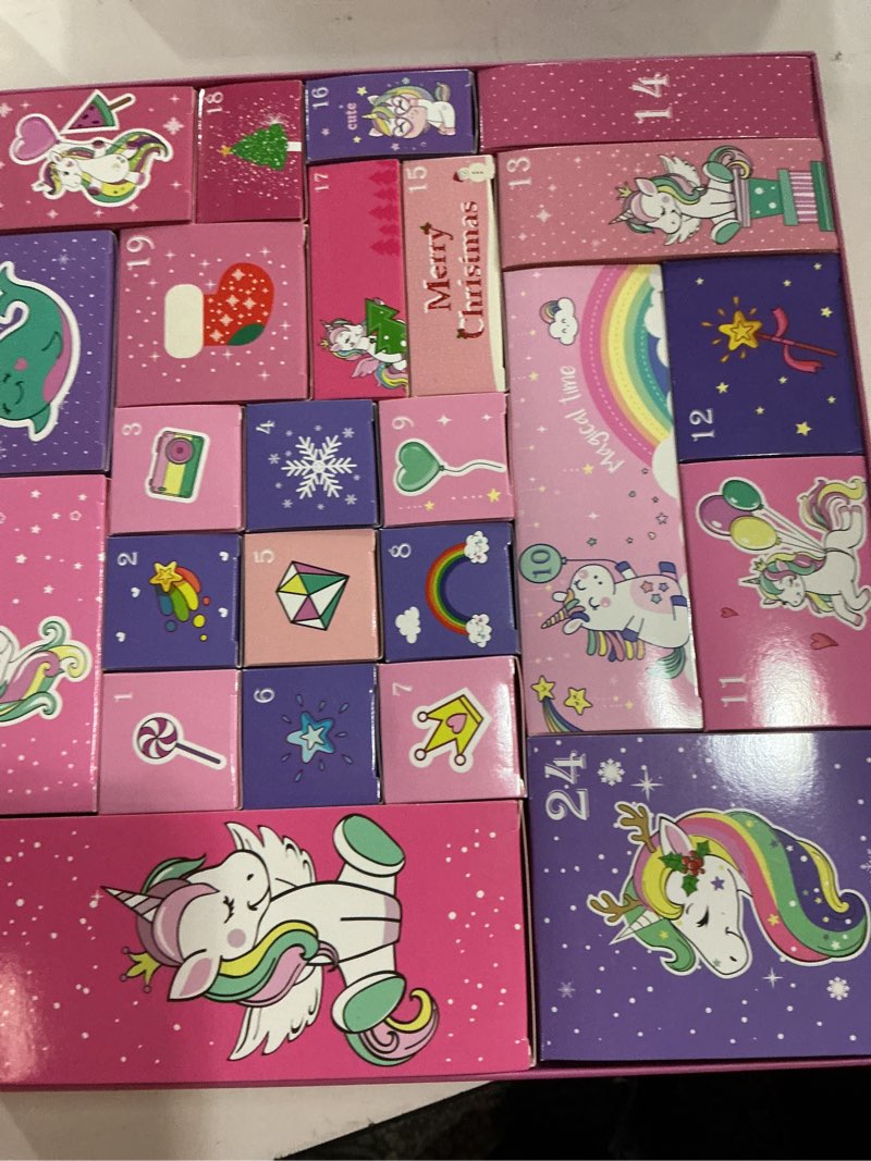 Condition photo showing New/Like New for advent calendar 2025 girls 24 days christmas countdown calendar unicorn kit xmas gifts for kids christmas stocking stuffers toys for 4 5 6 7 year old girl birthday xmas gifts