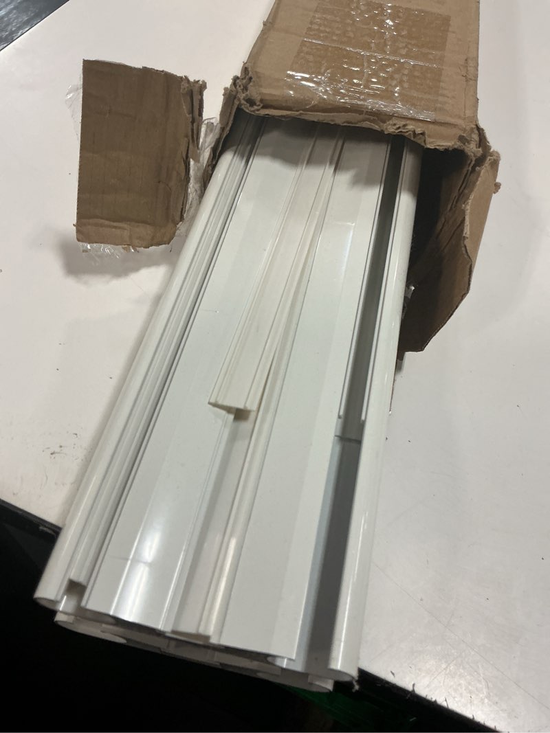 Condition photo showing As Is for silent double curtain track ceiling mount 6'/8'/10'/12'/15', wide 4" white aluminum track curtains rail, bedroom/window/hotel drop ceiling curtains tracks (without curtains & hooks) (double, 12ft) double track 12ft