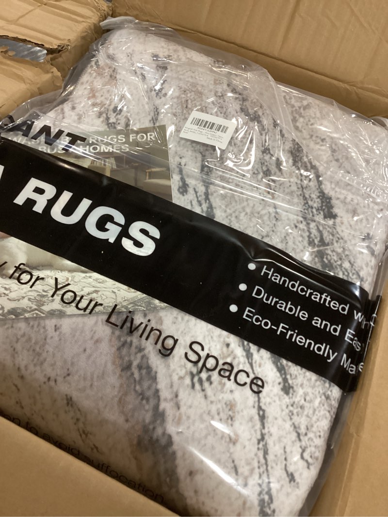 Condition photo showing Good Condition for area rugs for living room: 8x10 abstract washable rug modern neutral large soft stain resistant non-slip for bedroom dining room indoor home office carpet - taupe 8' x 10' (rectangular) taupe