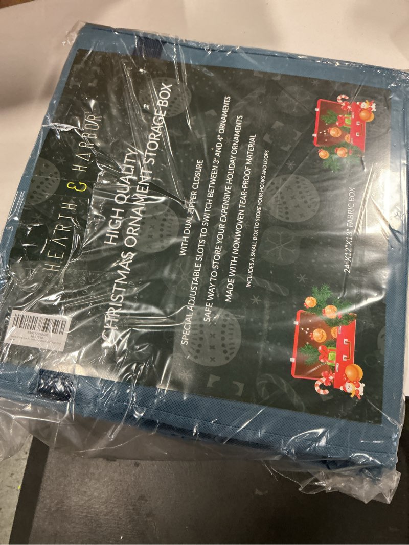 Condition photo showing New/Like New for Hearth & Harbor Large Christmas Ornament Storage Box With Adjustable Dividers - Ornament Storage Container For 128 Holiday Ornaments or Decorations Non-Woven 128 Ornaments