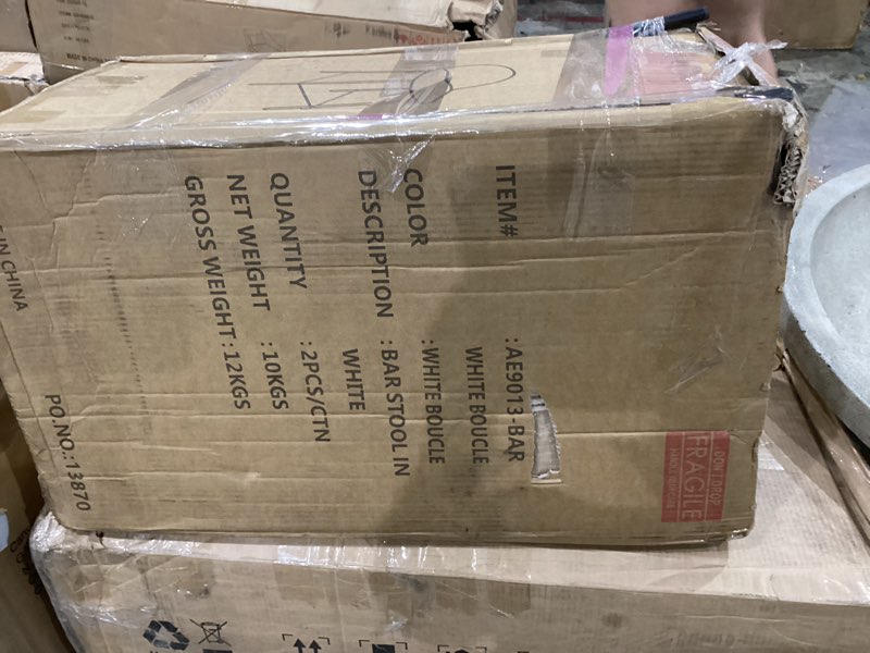 Condition photo showing As Is for similary)))))))crosley furniture weston white gray 29-in h bar height upholstered metal bar stool
