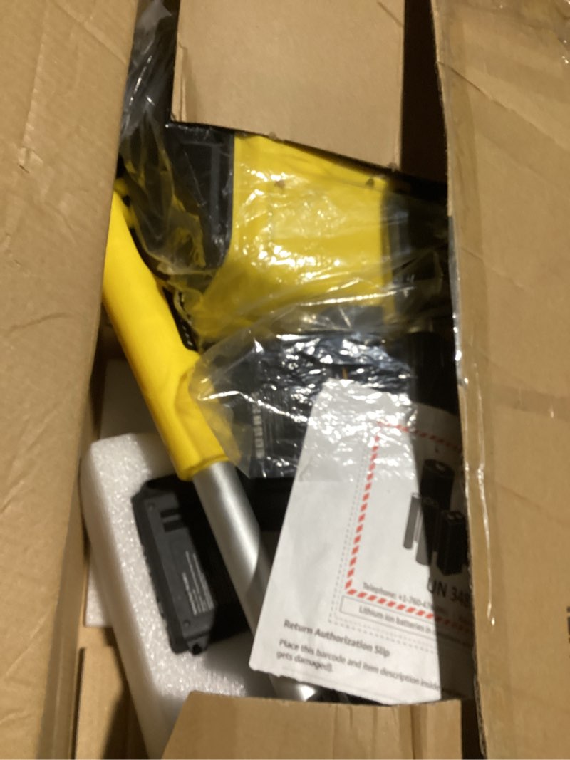Condition photo showing Good Condition for Cordless Snow Shovel, 21V Electric Cordless Snow Blower with Battery and Charger, 19FT Throw Distance, Lightweight 9.9lb for Driveway, Steps, Patio, Sidewalk(Yellow)