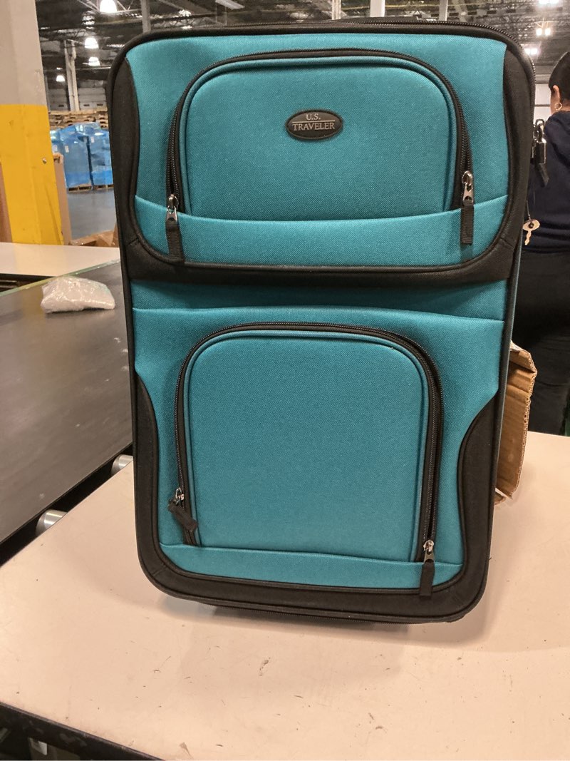 Condition photo showing Good Condition for U.S. Traveler Rio Lightweight Softside Rolling Carry-on Suitcase, 2-Wheel Set, Teal Teal 2-Wheel Set (21"/14")