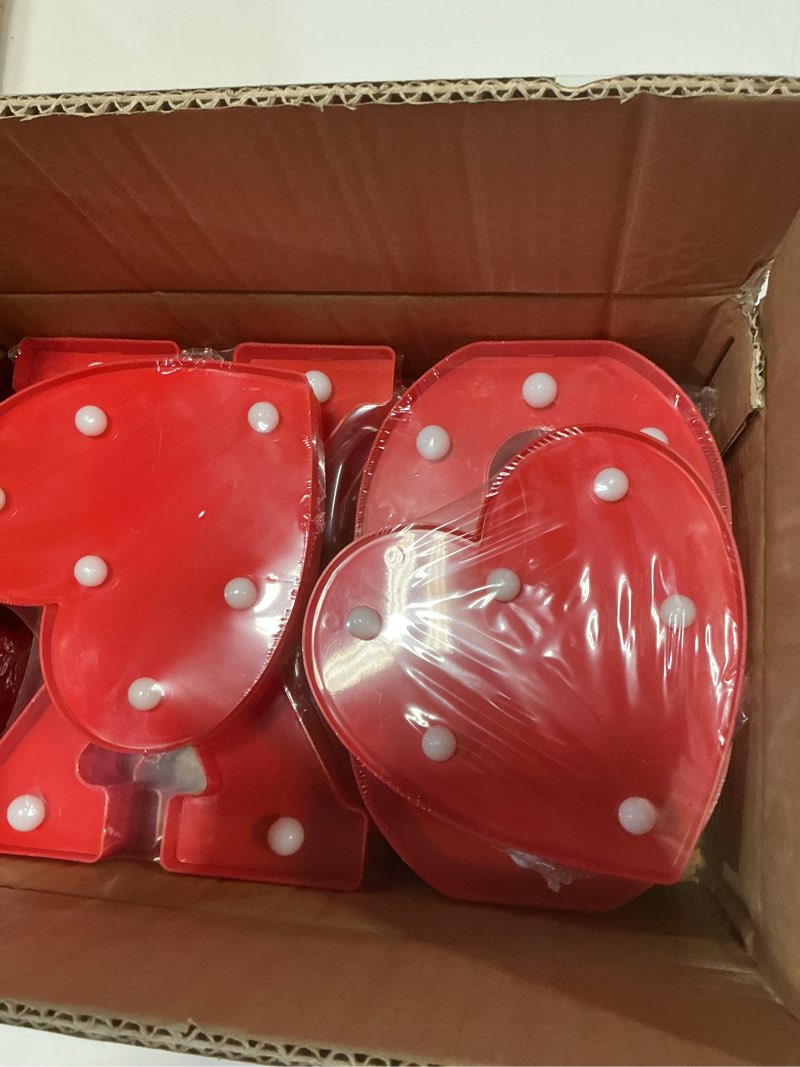 Condition photo showing New/Like New for XOXO Sign with Valentines Day Lights Heart, 6Pcs Battery Operated LED Marquee Light for Tabletops, Shelf, Mantel, Romantic Nights, Perfect as Valentines Day Decorations for Bedroom (Batteries Not Included) XOXO&Heart