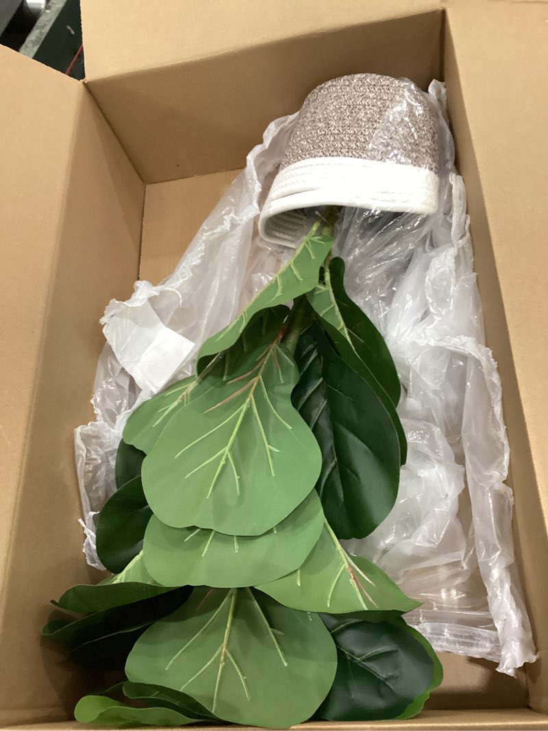 Condition photo showing Good Condition for besamenature artificial fiddle leaf fig tree/faux ficus lyrata for home office decoration, 30.5" tall, with cotton rope basket white and brown basket 1