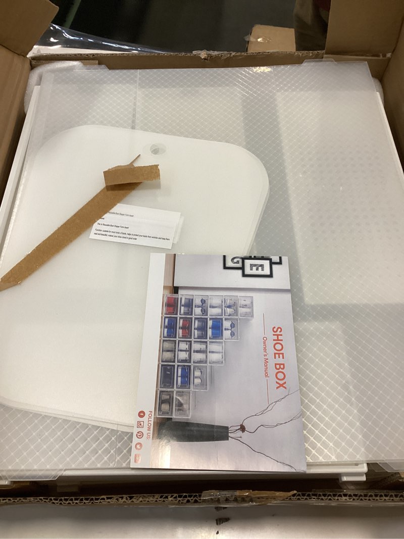 Condition photo showing New/Like New for DHMAKER 8 Pack Boot Storage Box, Stackable Clear Plastic Boot Shoe Organizer for Tall Boots, Closet, Drop Front Boot Organizer, Large Shoe Container Boot Storage with Lid, 20.5" x 11.8" x 5.5"