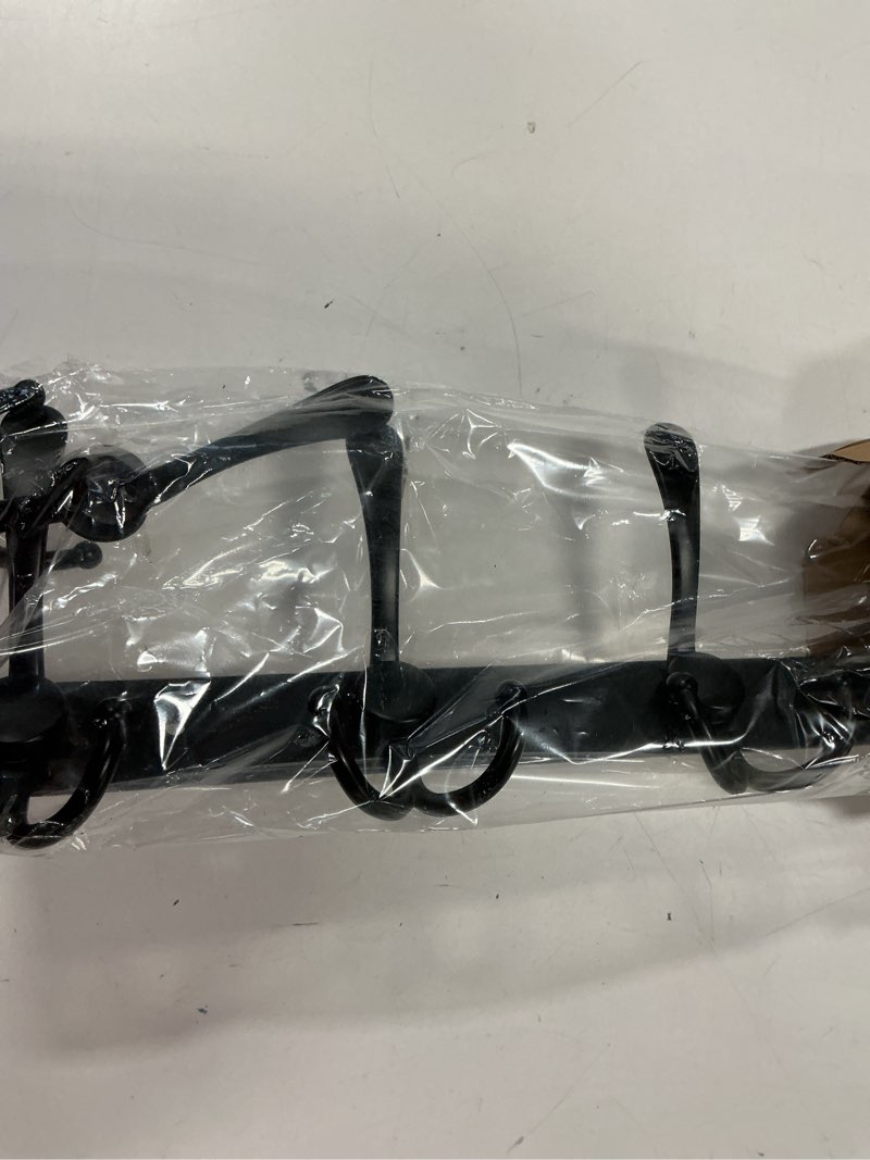Condition photo showing Good Condition for Dseap Coat Rack Wall Mount - 29.5” Long 8-Tri-Hooks Heavy Duty Coat Hanger Rail Wall Hooks for Hanging Coats Hats Clothing Clothes Purse Mudroom Entryway, Black Black L=29.5” (1 Pcs)