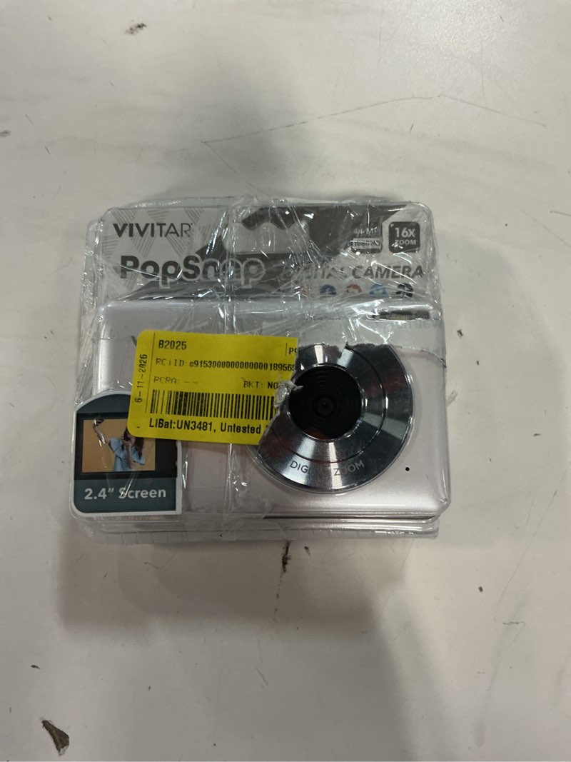 Condition photo showing As Is for vivitar popnap digital camera, white, 16x zoom, 1080p, micro sd, single pack