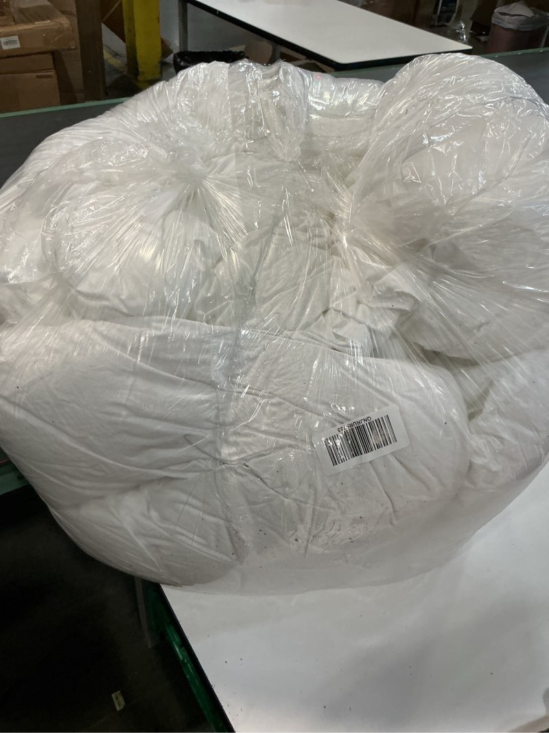 Condition photo showing As Is for cotton pintuck comforter, full/queen, white