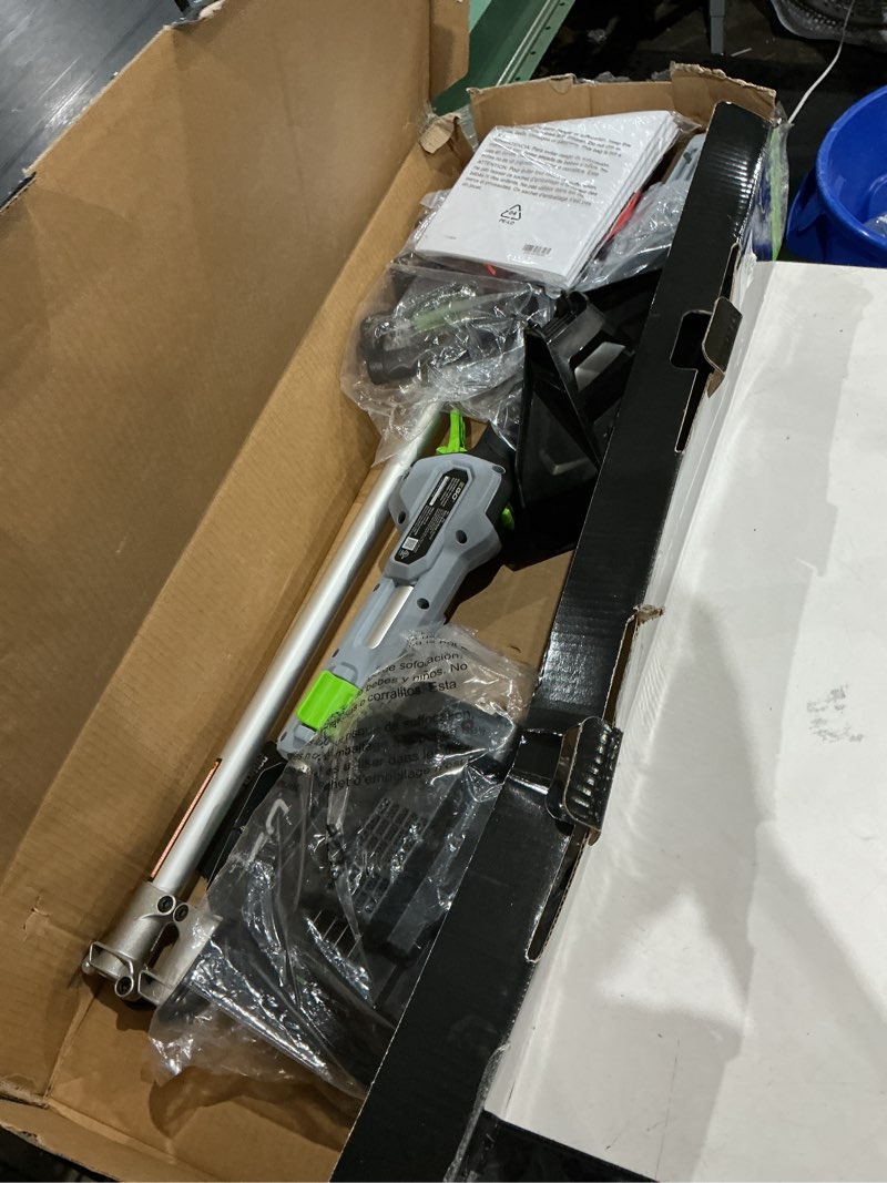 Condition photo showing As Is for ego power+ powerload st1511t 15 in. 56 v battery string trimmer kit (battery & charger) w/ telescopic shaft & 2.5 ah battery