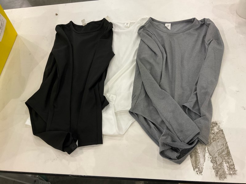 Girls 10 Y One Peice Long Sleeve 3 Pack-Grey,Black,White