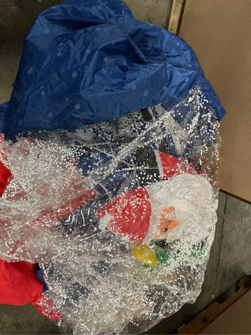 Condition photo showing As Is for 6FT Christmas Inflatable Santa & Penguin Riding Polar Bear Fishing Decoration, Christmas Blow Up Penguin and Bear Inflatable Built-in LED Lights for Christmas Inflatables Outdoor Xmas Decor 6FT Santa Ride Polar Bear