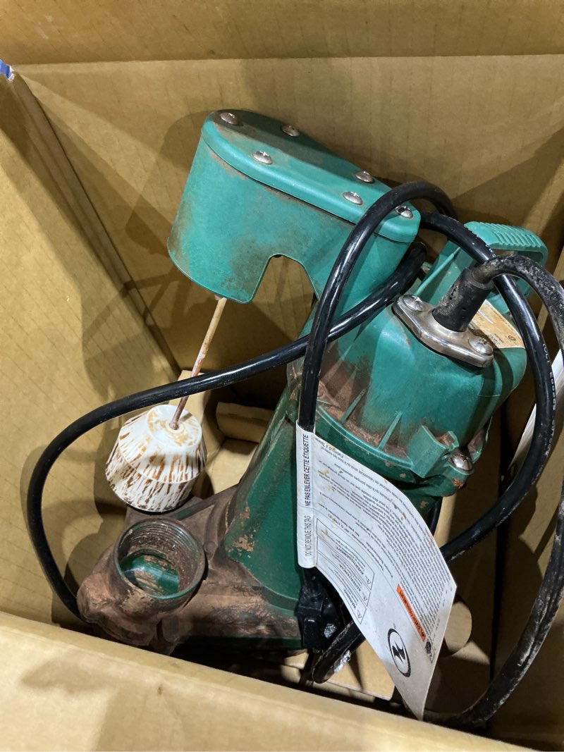 Condition photo showing As Is for zoeller 1/3 hp 2880 gph cast iron vertical float switch ac submersible sump pump