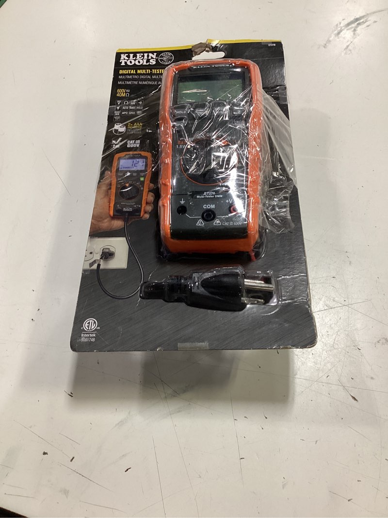 Condition photo showing Good Condition for klein tools mm450 slim digital multimeter, reverse contrast display with lead alert, auto-ranging trms, 600v ac/dc voltage, current, resistance, temp, frequency, continuity slim meter
