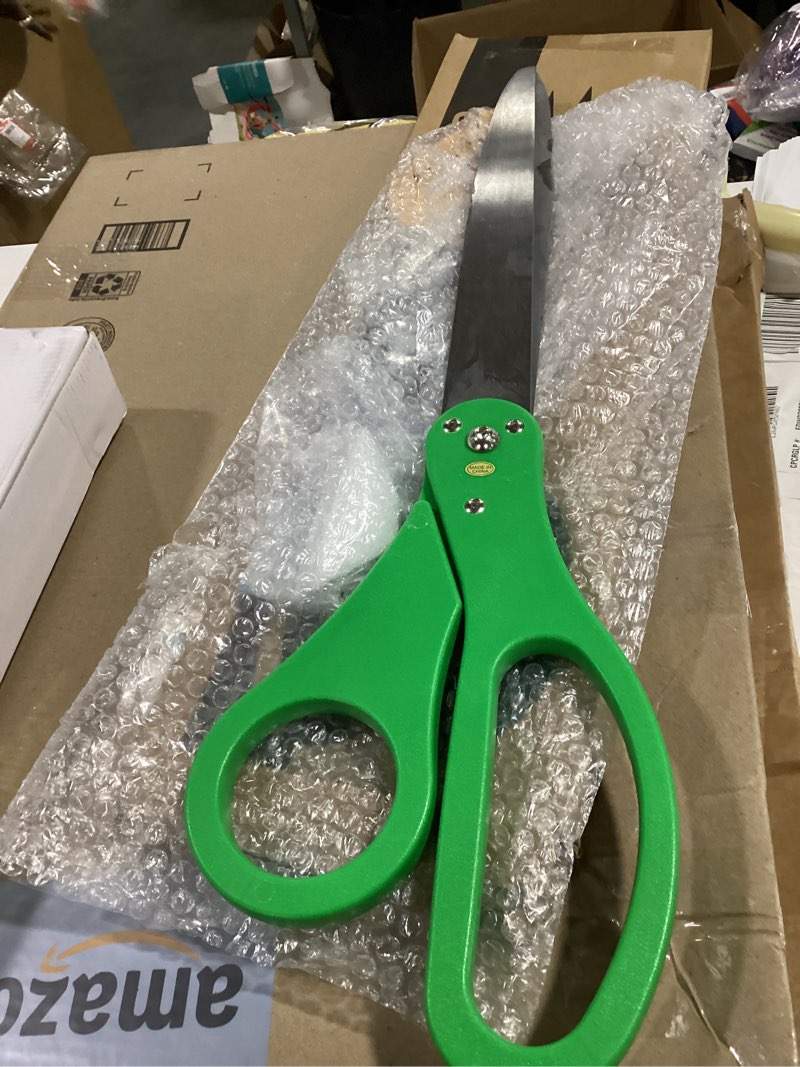 Condition photo showing Good Condition for 25 inch large green scissors - oversized grand opening scissors for ribbon cutting ceremony giant shears for business openings and special events inaugurations