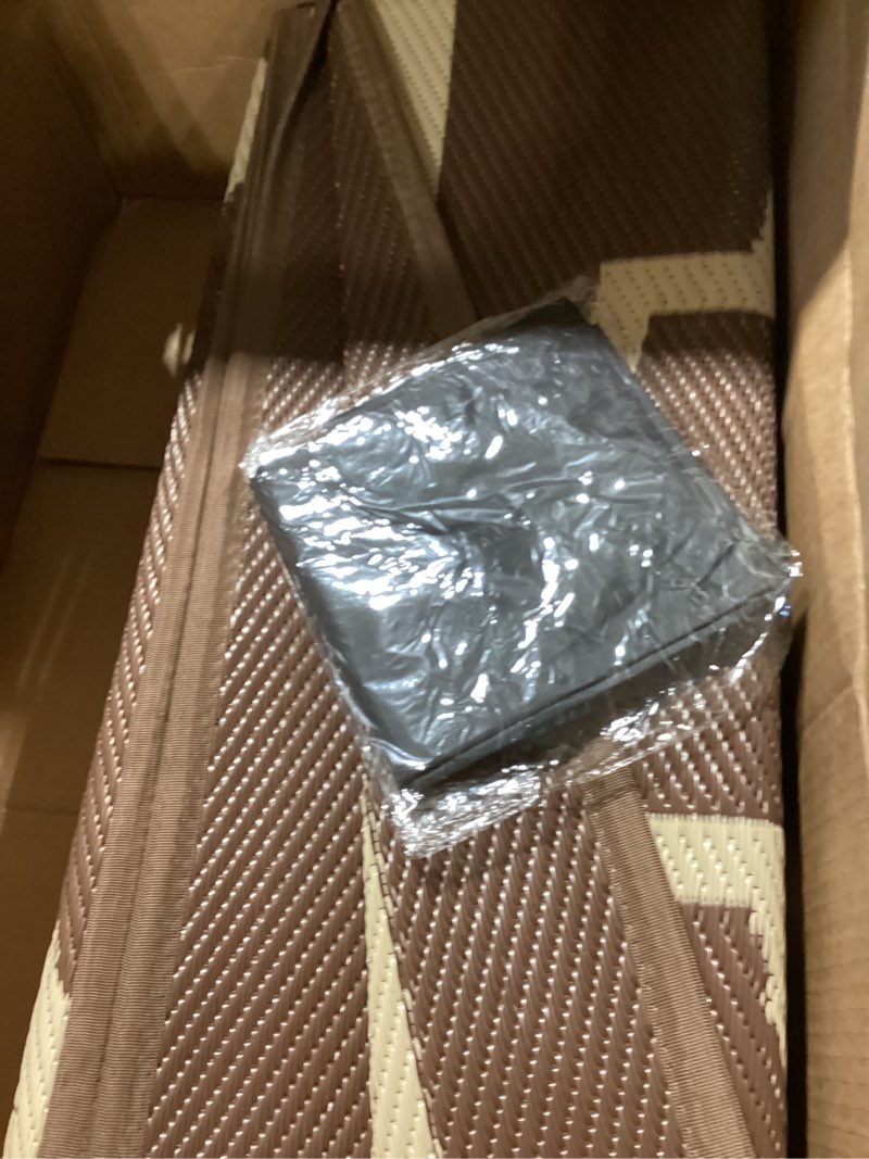 Condition photo showing Good Condition for genimo 10 ' x 14 ' outdoor rug waterproof for patio decor, foldable reversible plastic straw area rugs mat for camper, outside carpet for rv, deck, porch, picnic, beach, balcony, coffee & beige coffee&beige 10' x 14' (rectangular)