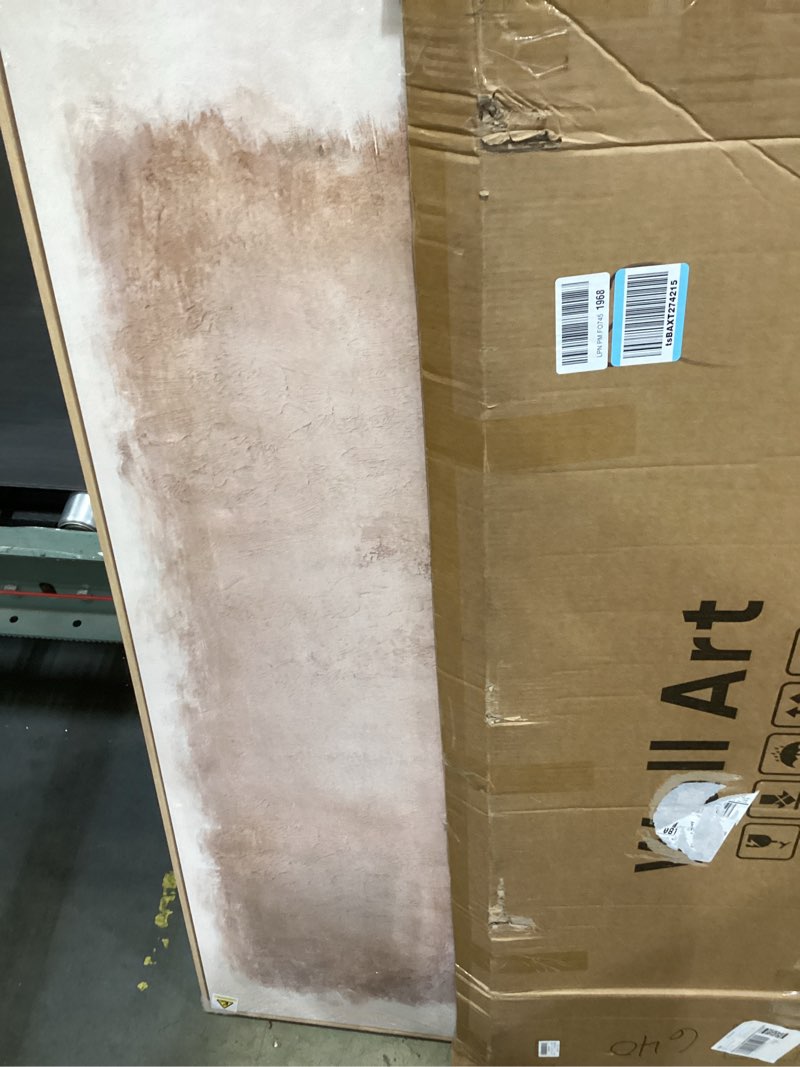 Condition photo showing Good Condition for long narrow framed neutral abstract vertical wall art, 2 piece modern canvas prints paintings artwork for walls, tall beige cream minimalist pictures for living room bedroom hallway entryway wall decor 20" w x 60" h x 2pcs beige cream