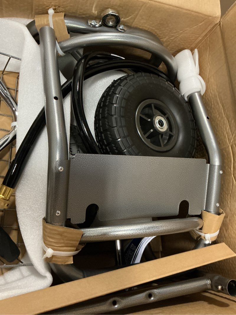 Condition photo showing Good Condition for giraffe tools garden hose reel cart, cart with wheels heavy duty, industrial hose reels for outside, 250-feet of 5/8" hose capacity, hose guide pre-installed extra large